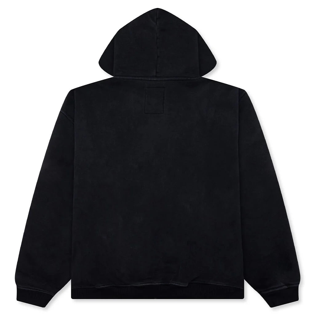 Patchwork Face Heavyweight Zip Up Hoodie Black