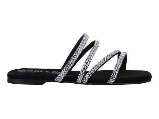 Sandalias ROZE Negro con Brillos para Mujer