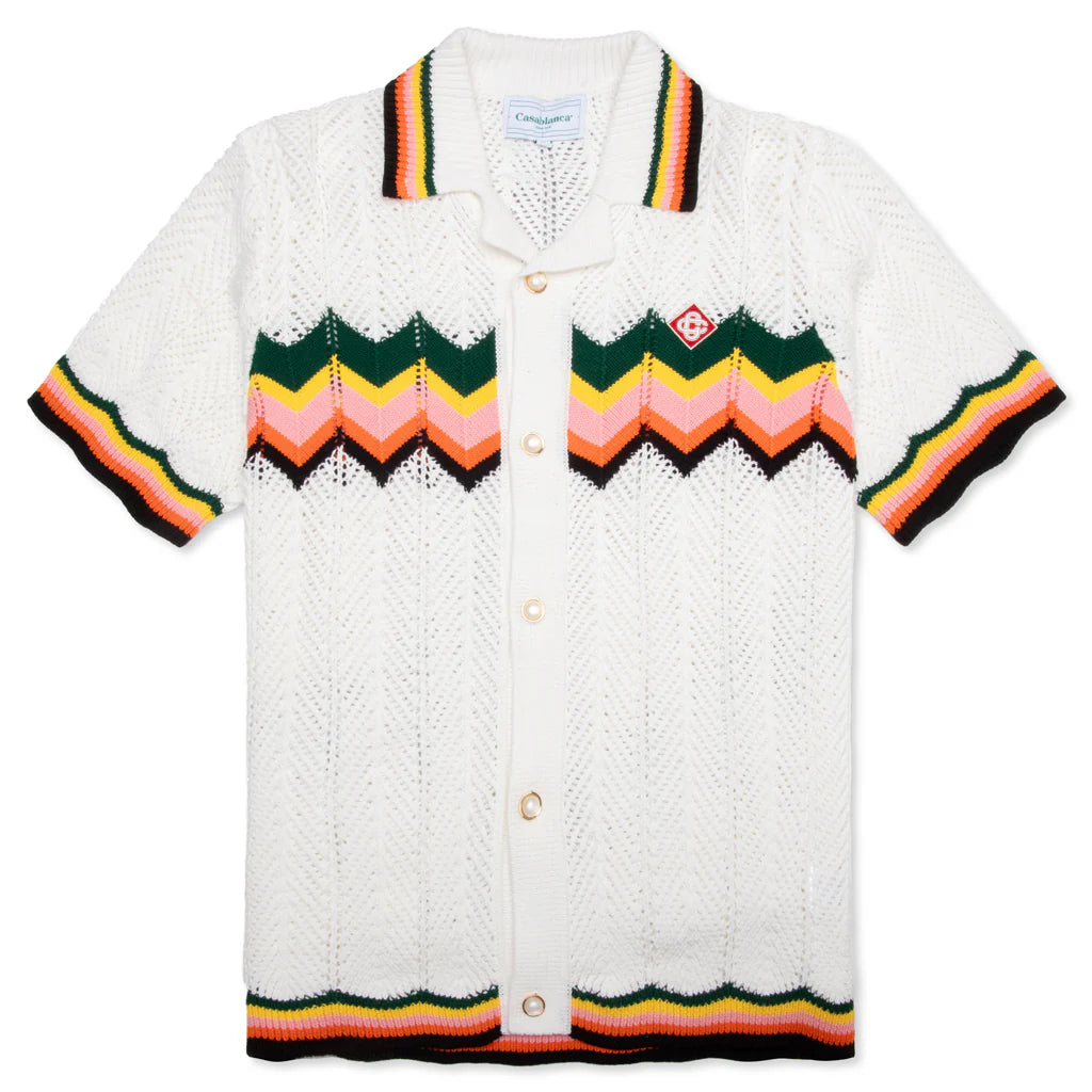 Chevron Lace Shirt White Multi