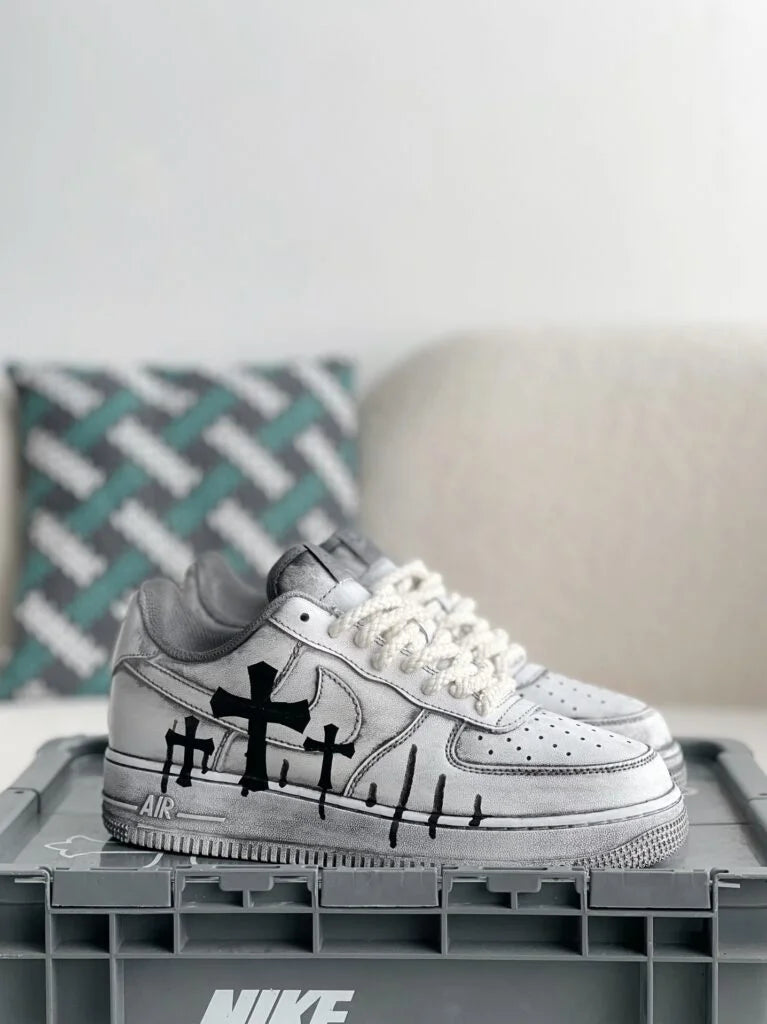 Chrome Hearts x Nike Air Force 1 White Grey Sneakers