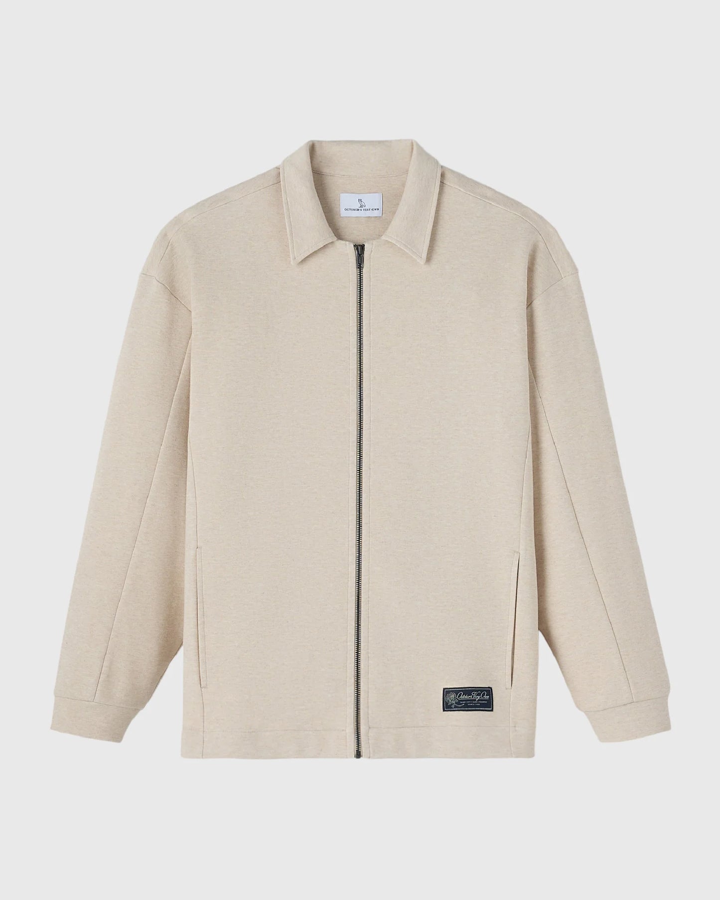 Double Knit Script Overshirt Heather Oatmeal