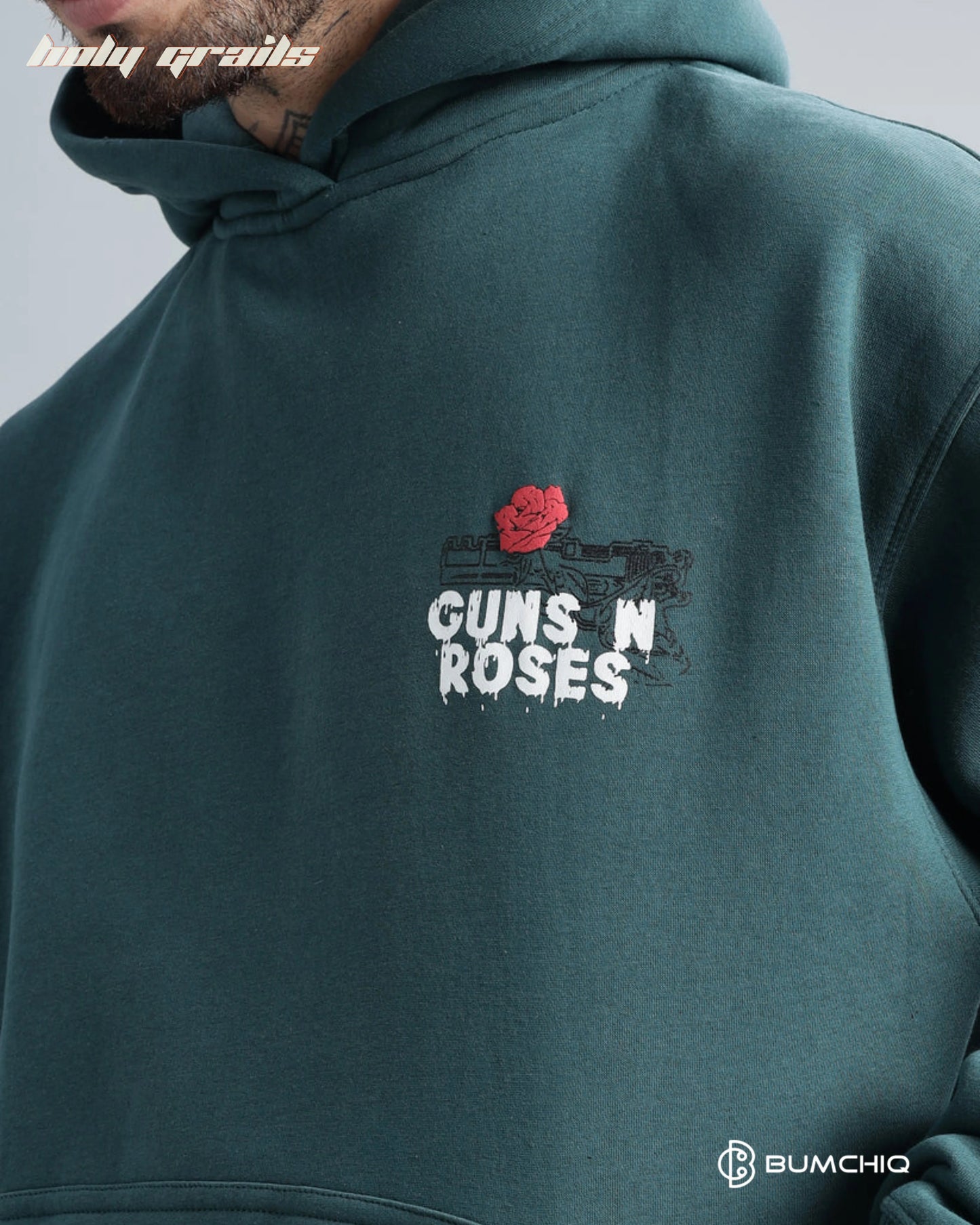 Guns Roses Dark Teal Hoodie HG x Bumchiq