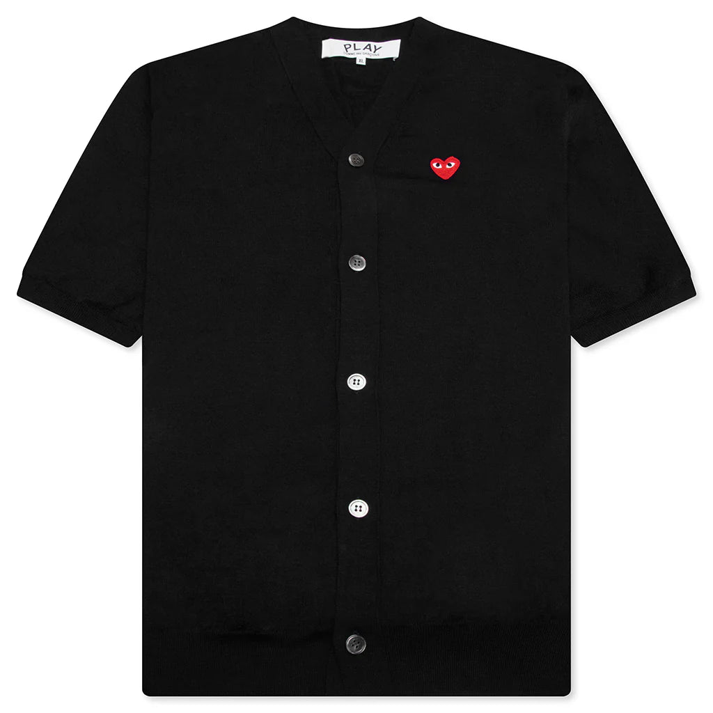Red Emblem S S V Neck Cardigan Black