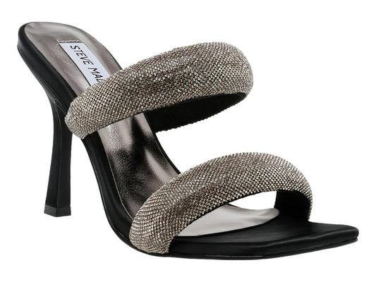 Sandalias de Tacón Steve Madden Negro y Peltre para Mujer