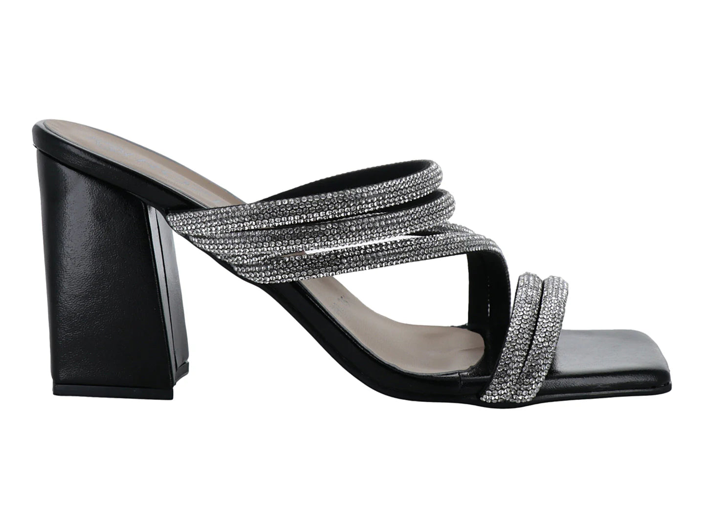 Sandalias Roze Negro Tacón Cuadrado para Mujer