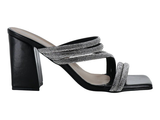 Sandalias Roze Negro Tacón Cuadrado para Mujer