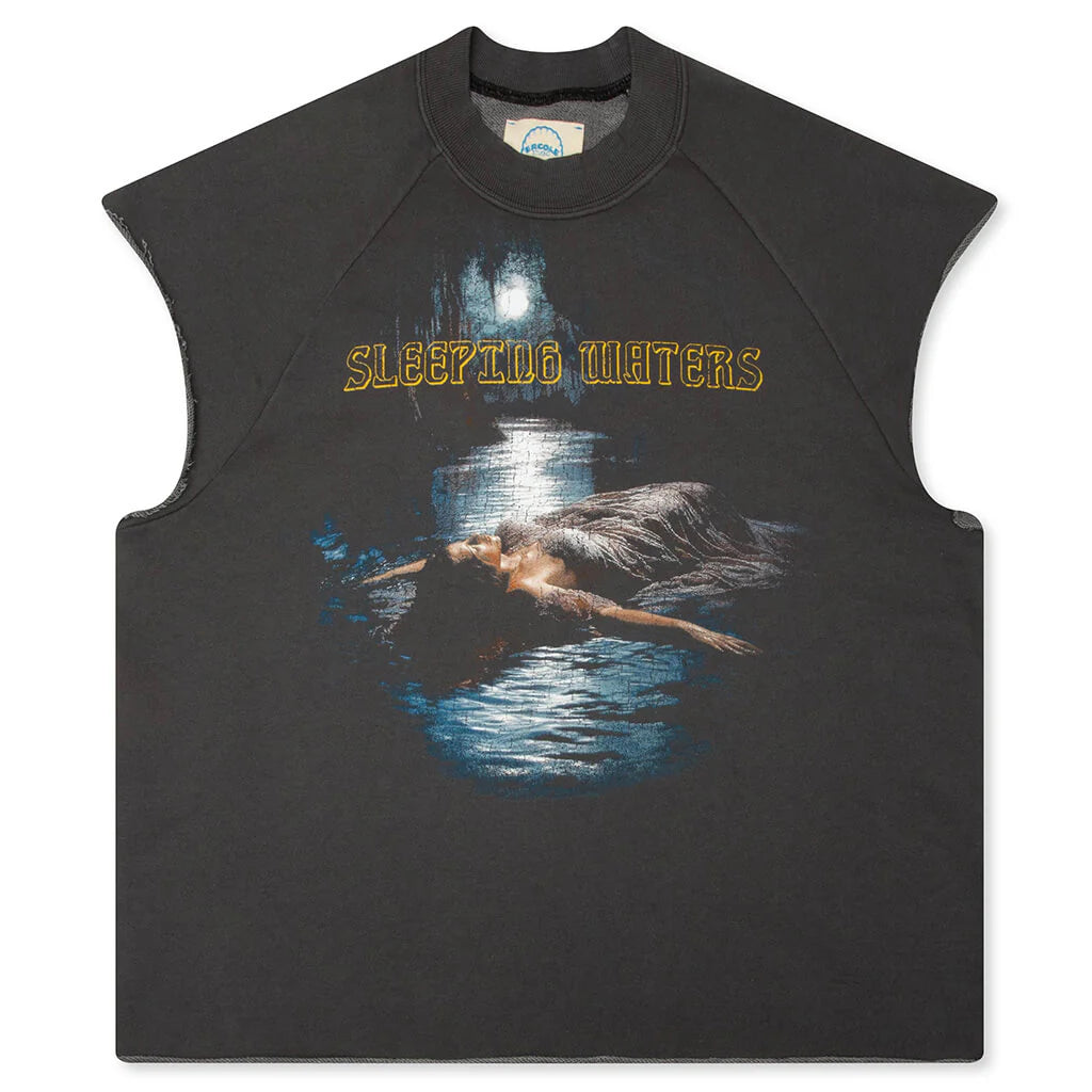 Sleeping Water Cut Off Tee Washed Black