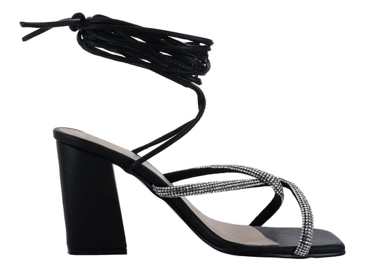 Sandalias de Tacón Cuadrado Roze Negro para Mujer