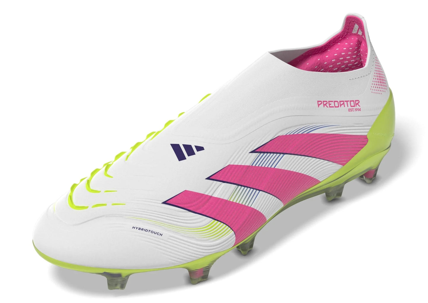 adidas Predator Elite Laceless FG Laceless Firm Ground Soccer Cleats White Lucid Pink Lucid Lemon