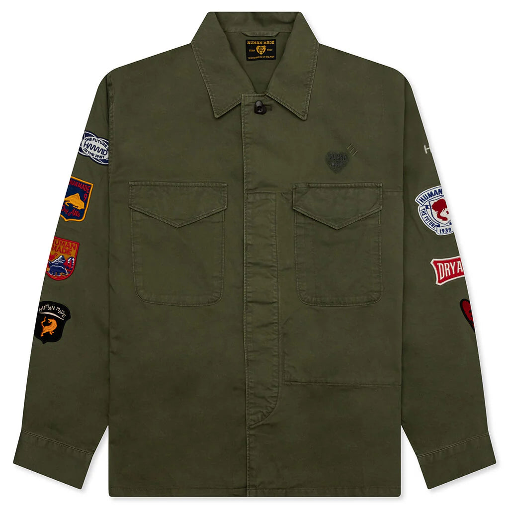 Patched Military Shirt Olive Drab