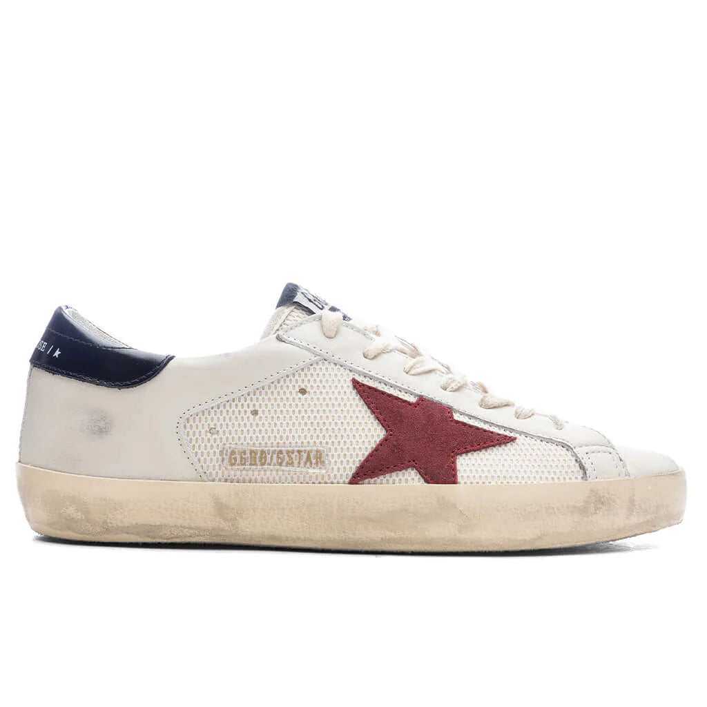 Super Star Leather Upper and Heel Suede Star White Pomegranate Black