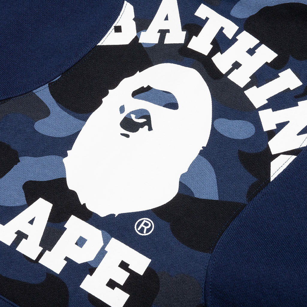 Color Camo College Cutting Relaxed Fit Hoodie Navy