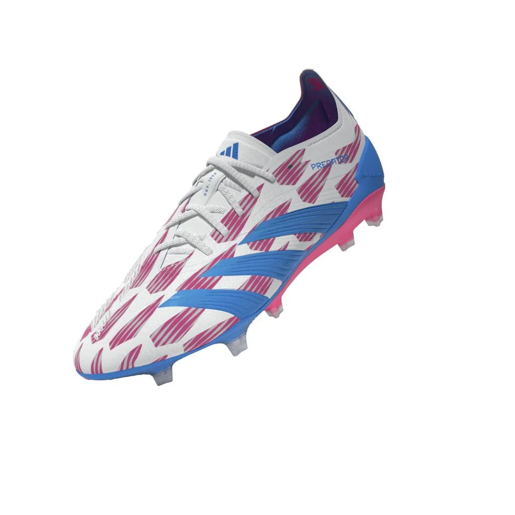 adidas Predator Elite FG Mens Firm Ground Soccer Cleats White Solar Blue Solar Pink