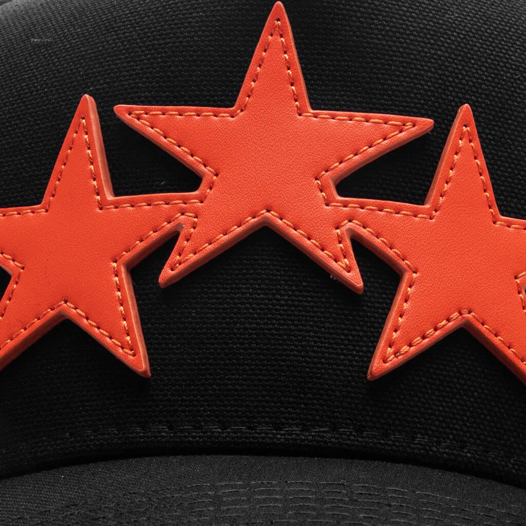 3 Star Canvas Hat Black Orange