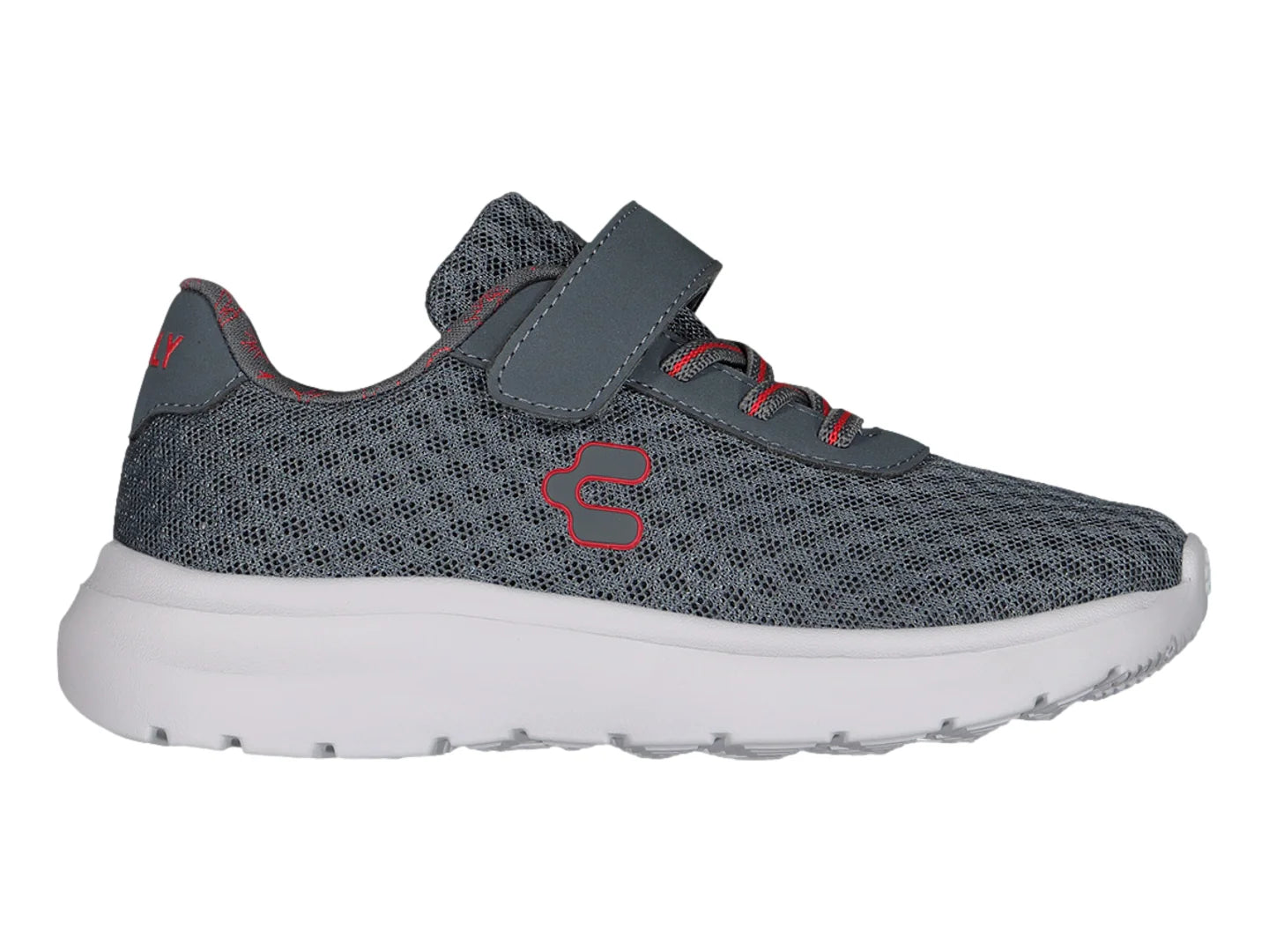 Tenis Charly Road Casual Gris y Rojo para Niño