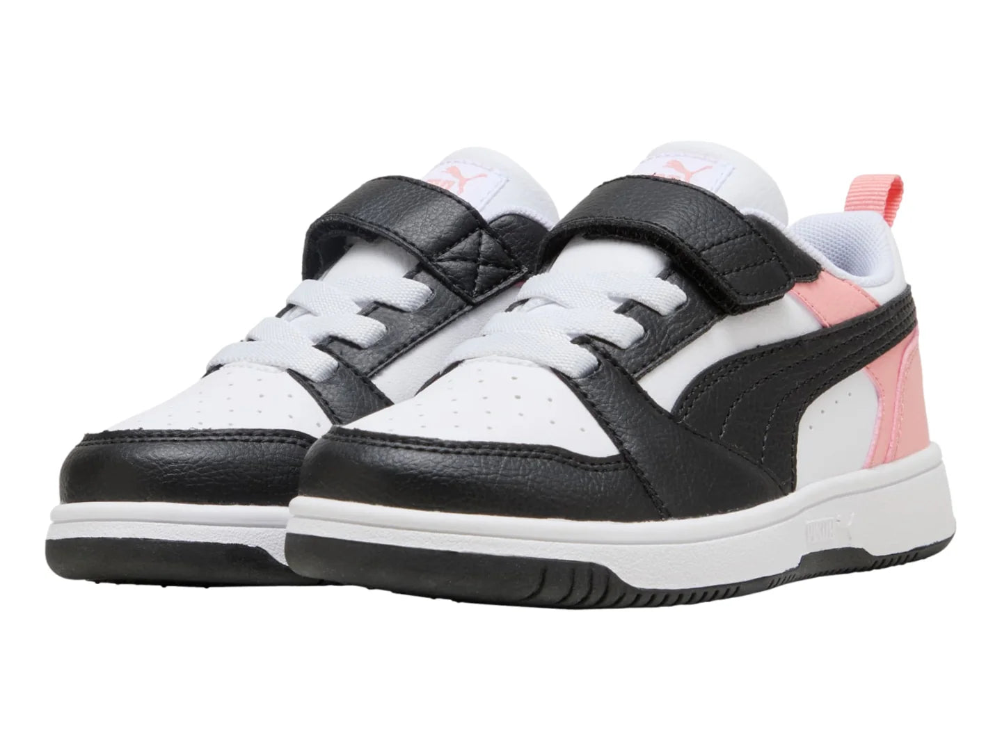 Tenis PUMA Rebound V6 Blanco y Rosa para Niña