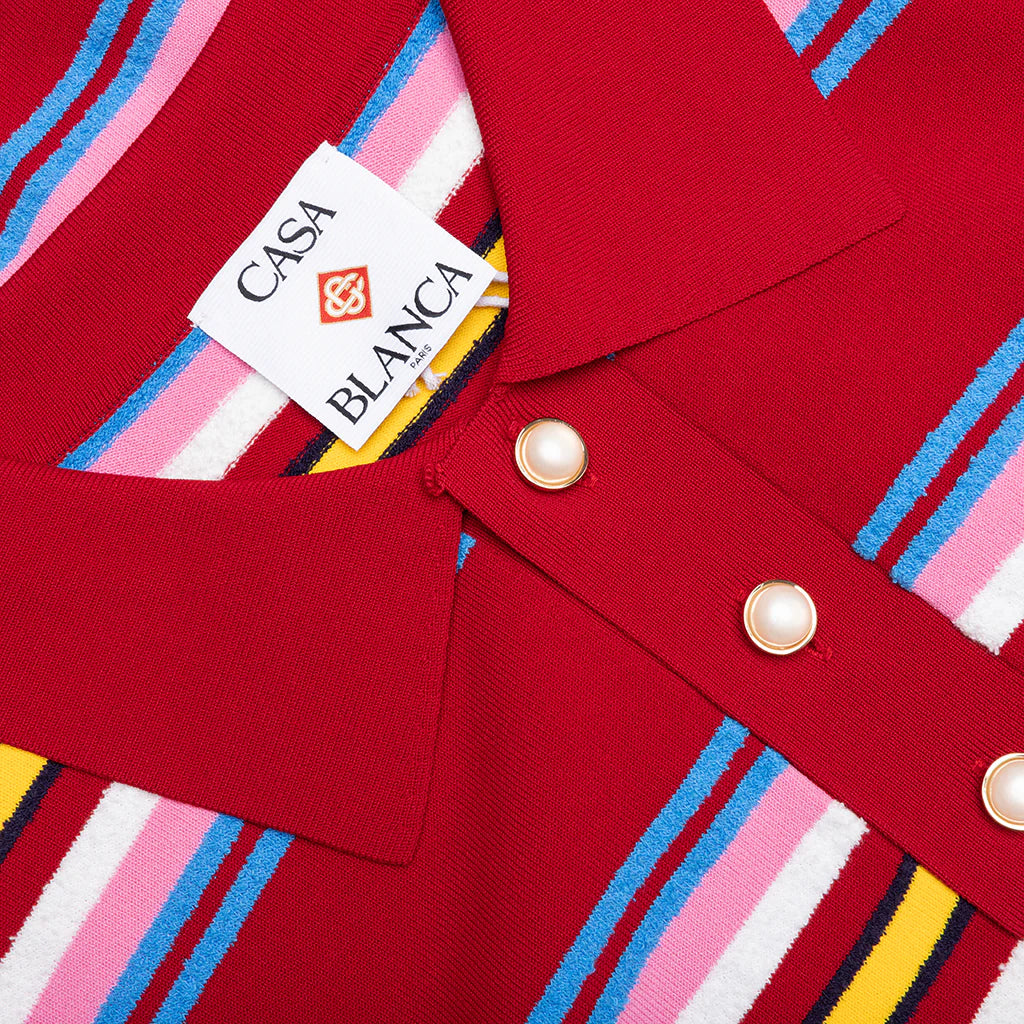 Oversized Striped Polo Multi Dark Red