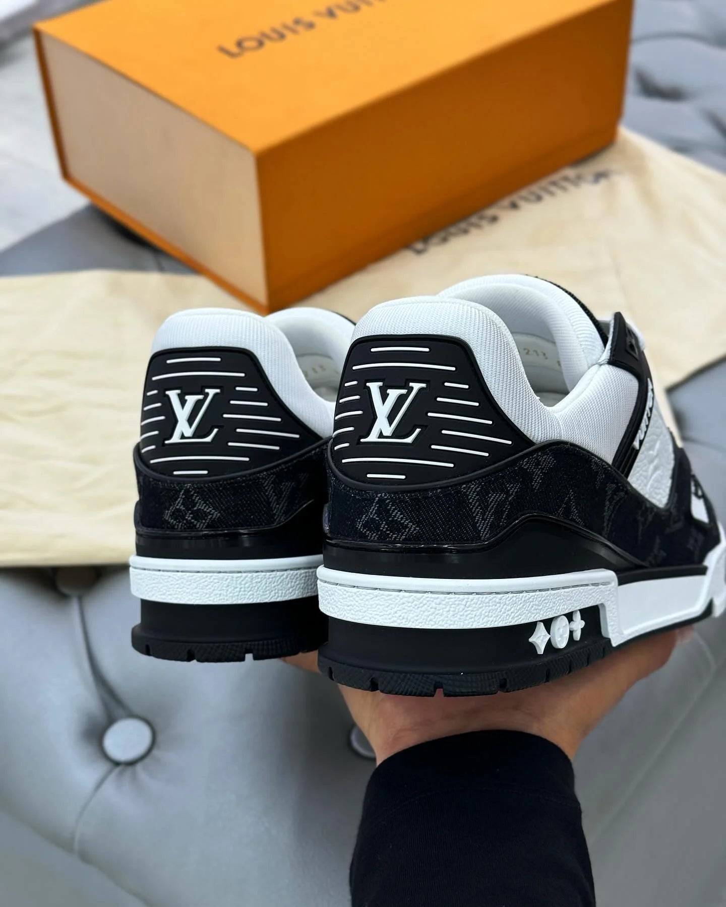 Louis Vuitton LV Trainer Sneaker Monogram Black Denim