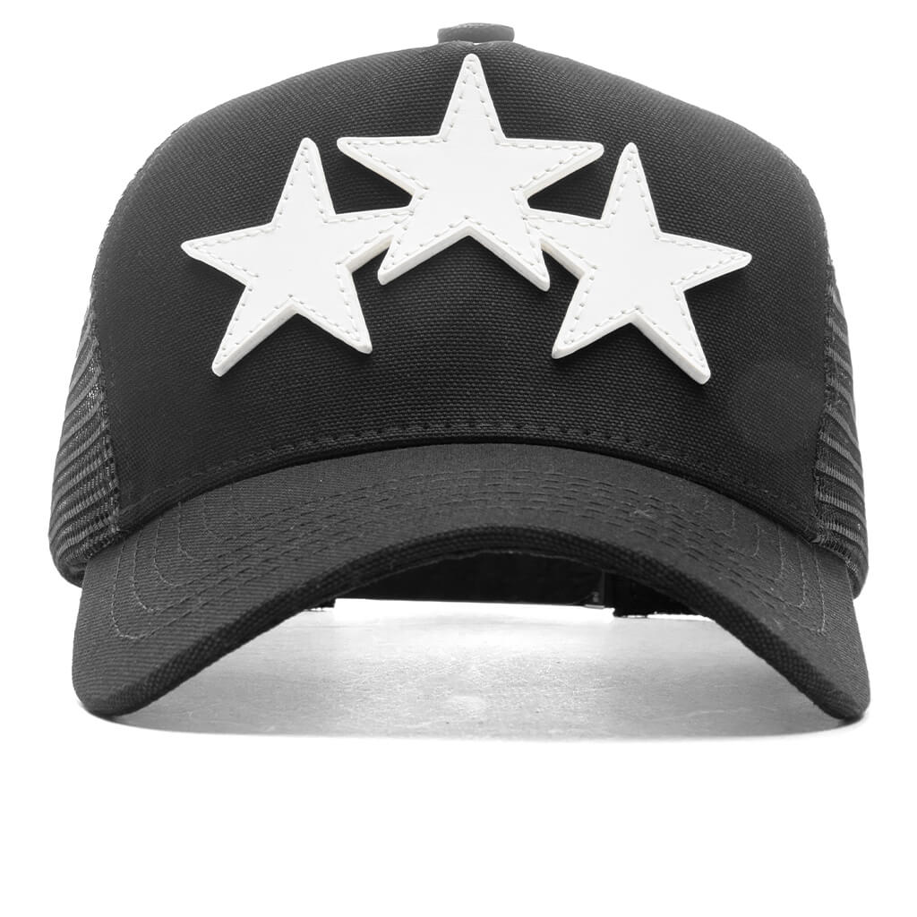 Three Star Trucker Hat Black