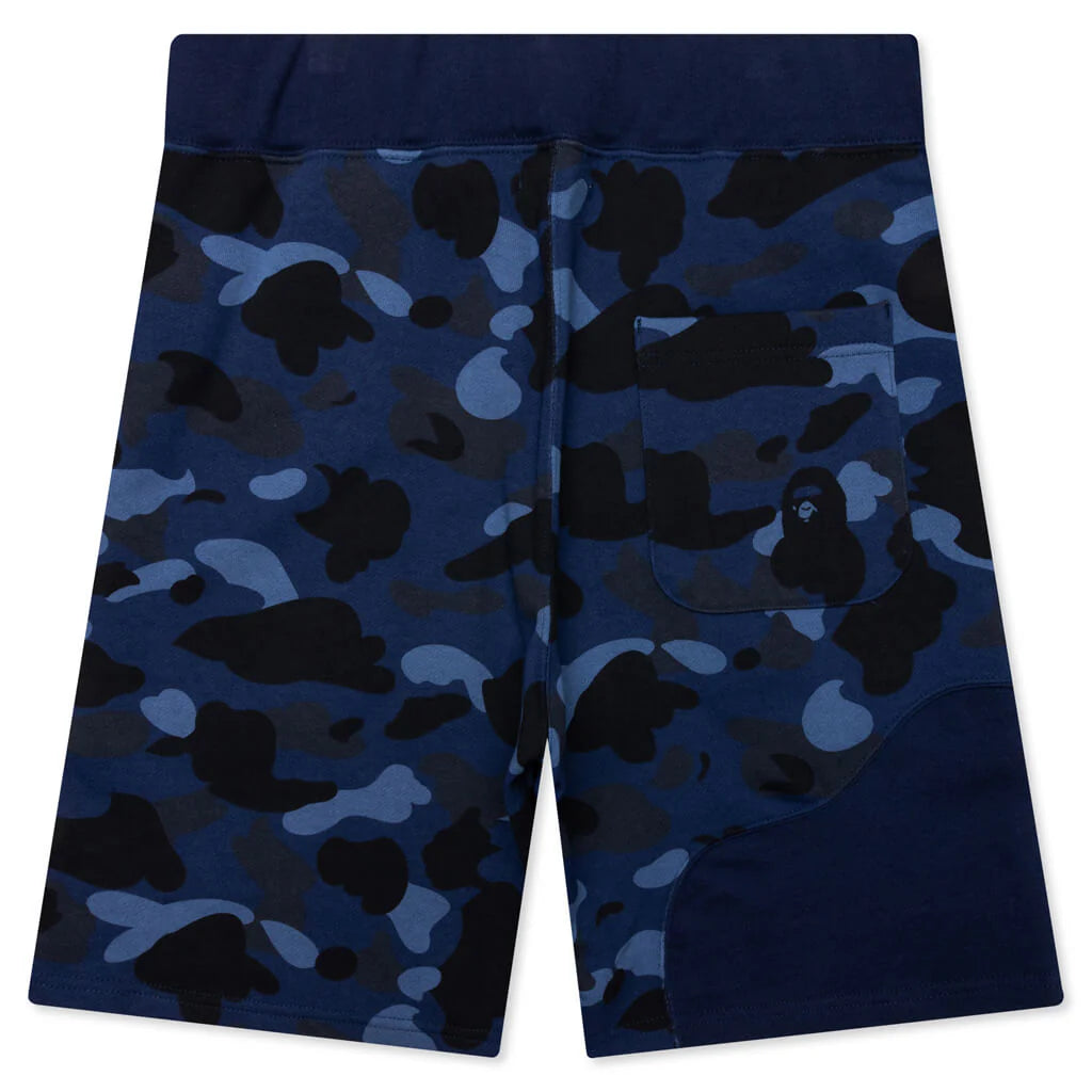 Color Camo Cutting Sweat Shorts Navy