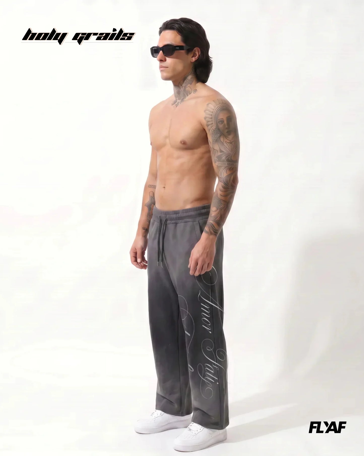 Amore Grey Baggy Joggers HG x FLYAF