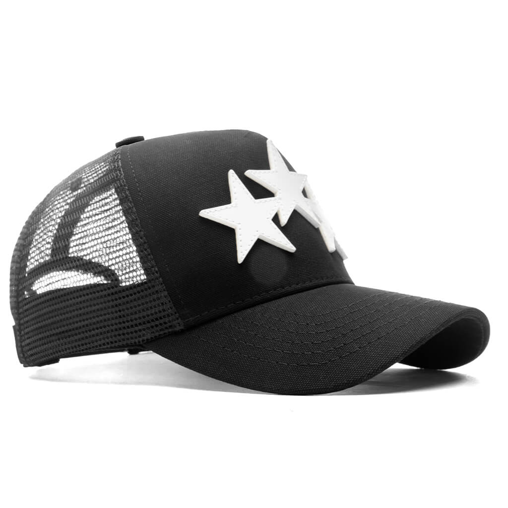 Three Star Trucker Hat Black