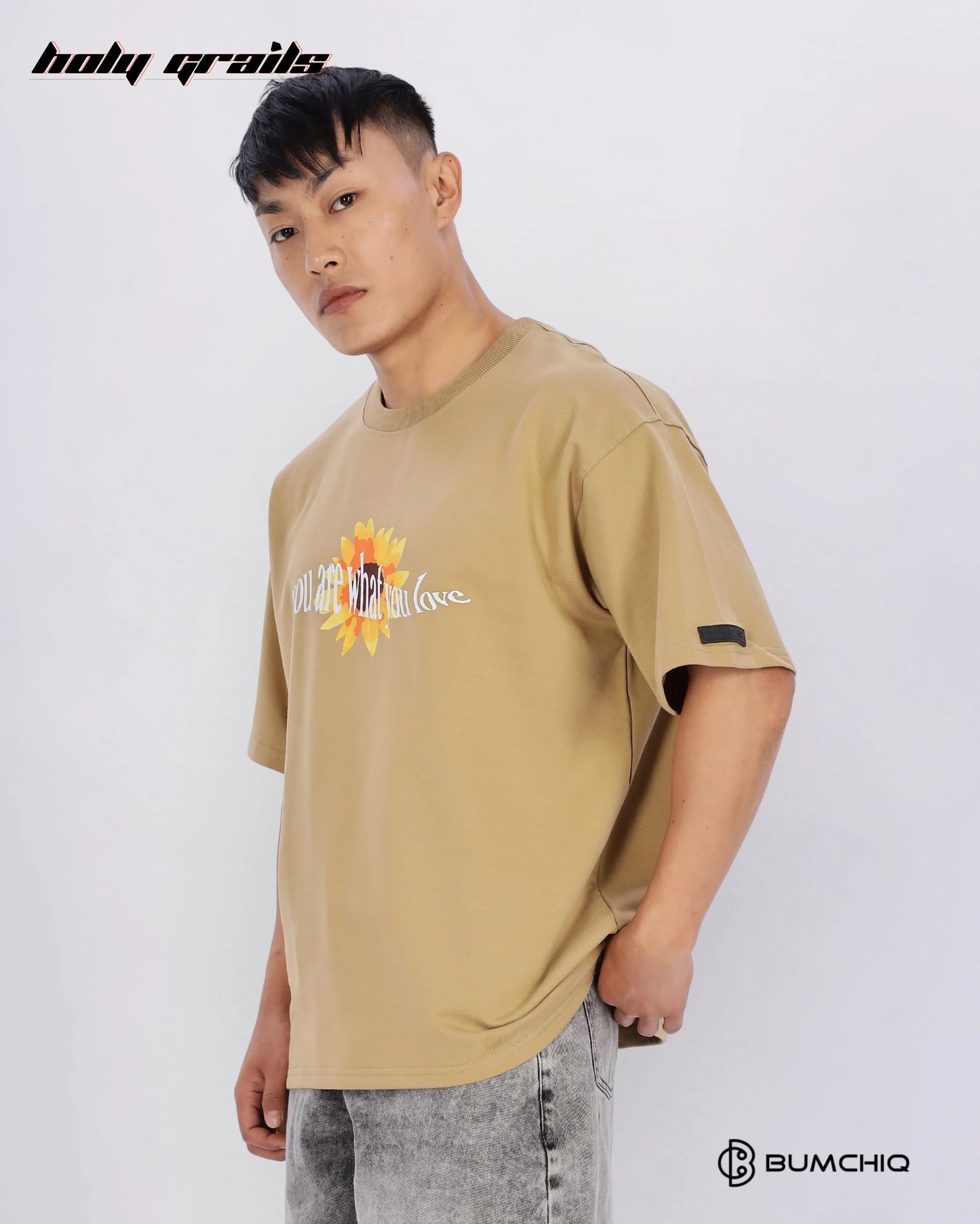 Always Here Beige Oversize Tee HG x Bumchiq