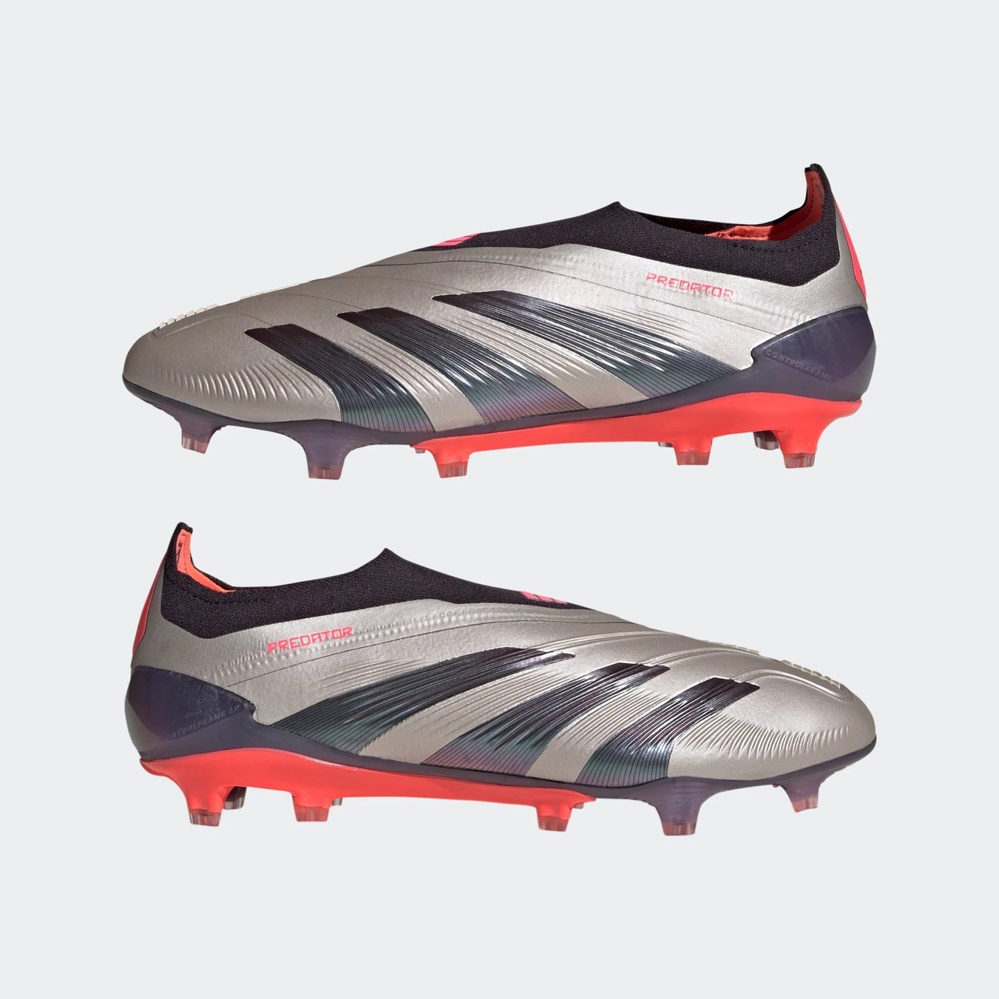 adidas Predator Elite Laceless FG Laceless Firm Ground Soccer Cleats Platin Metallic Black Carbon