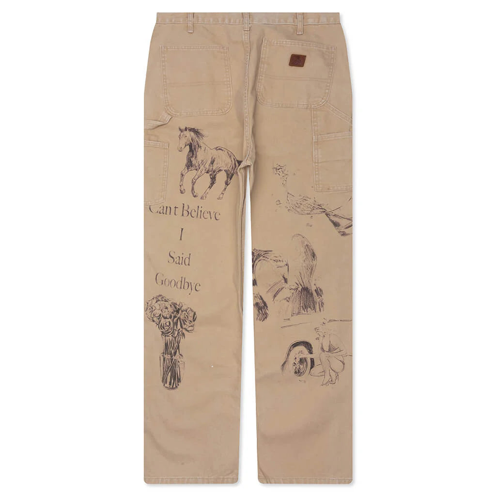 All Over Print Painters Canvas Pant Tan
