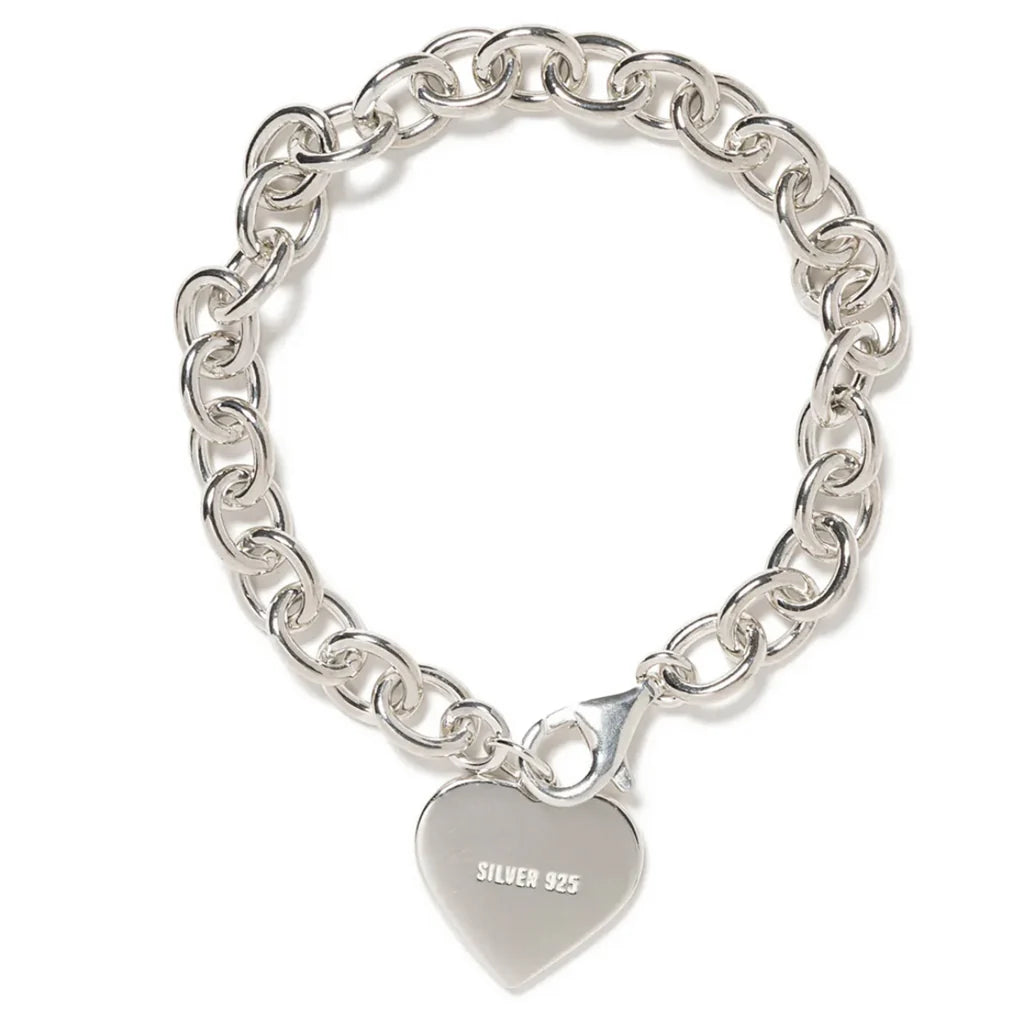 Heart Silver Bracelet Black