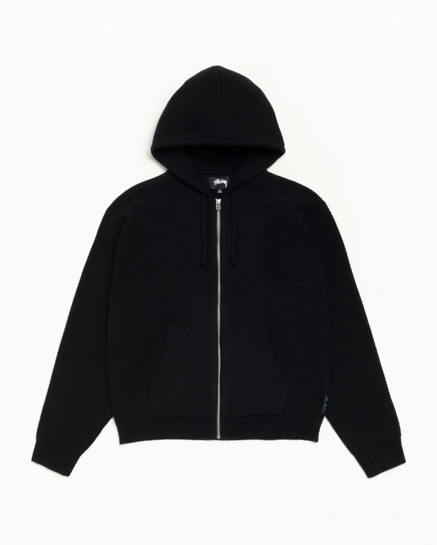 TEXTURED ZIP HOODED SWEATER