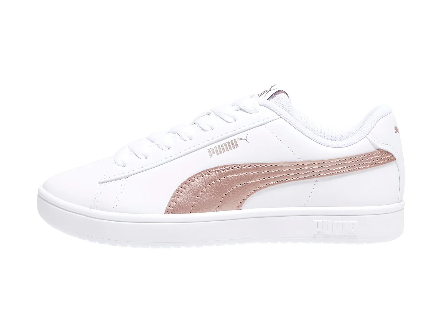 Tenis PUMA Rickie Classic Blanco y Oro Rosa para Niña