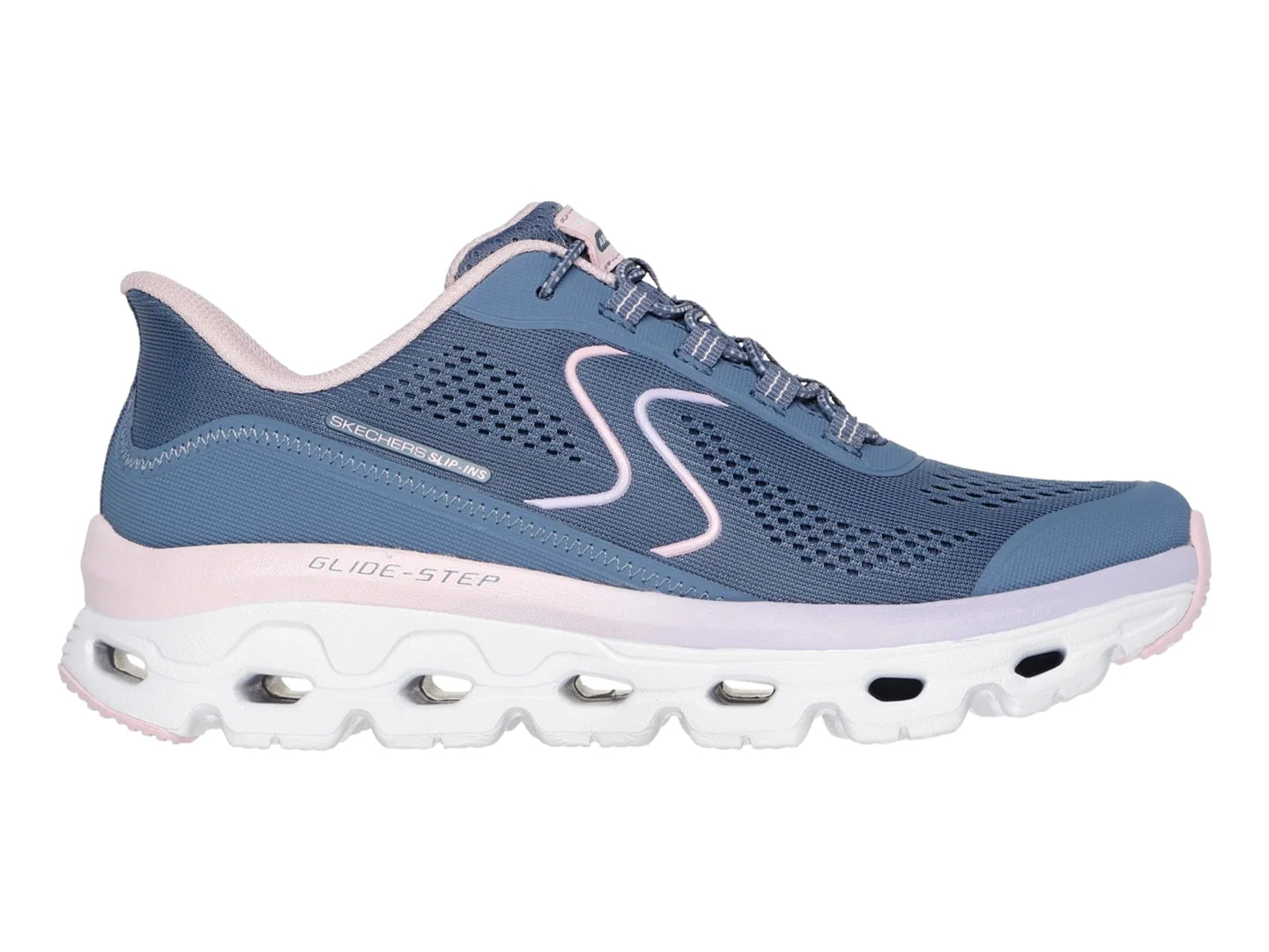 Tenis Skechers Glide Step Sole Azul y Rosa para Mujer