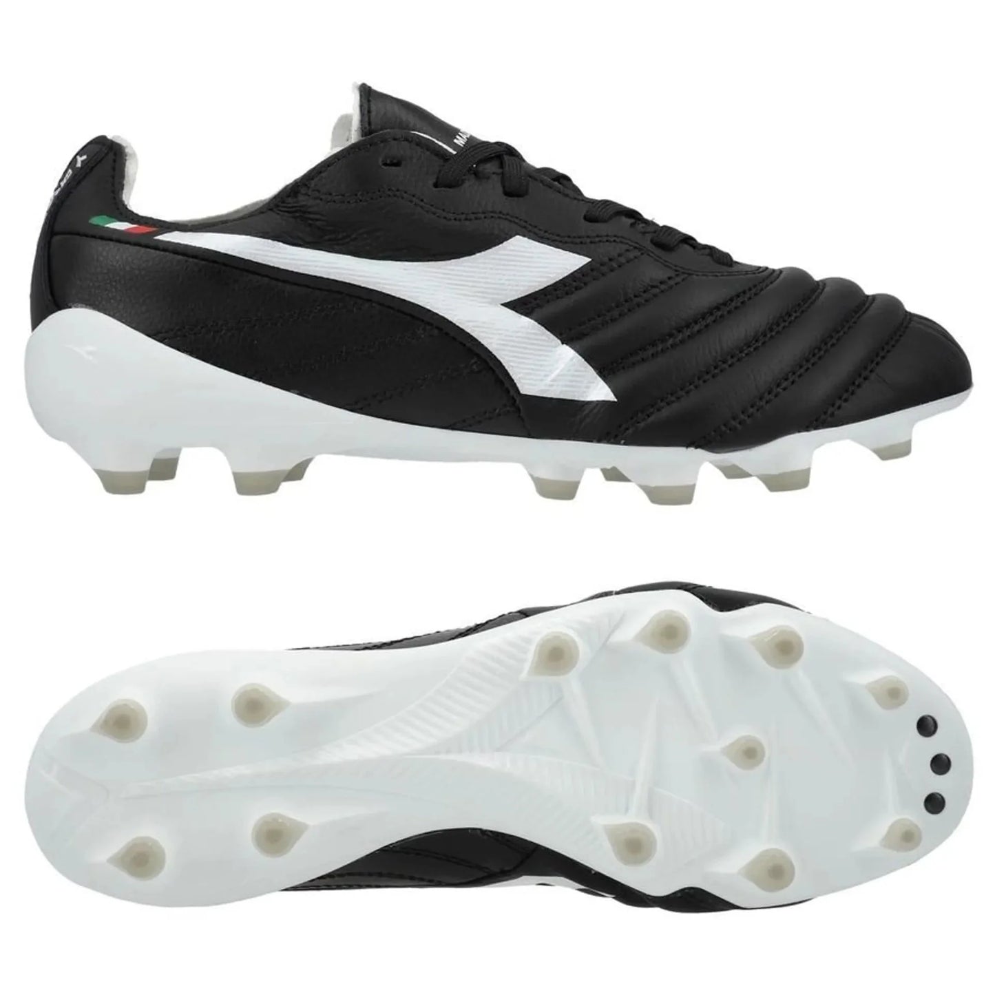 Diadora Brasil Elite 2 Teach Italia LPX FG Firm Ground Soccer Cleats Black White