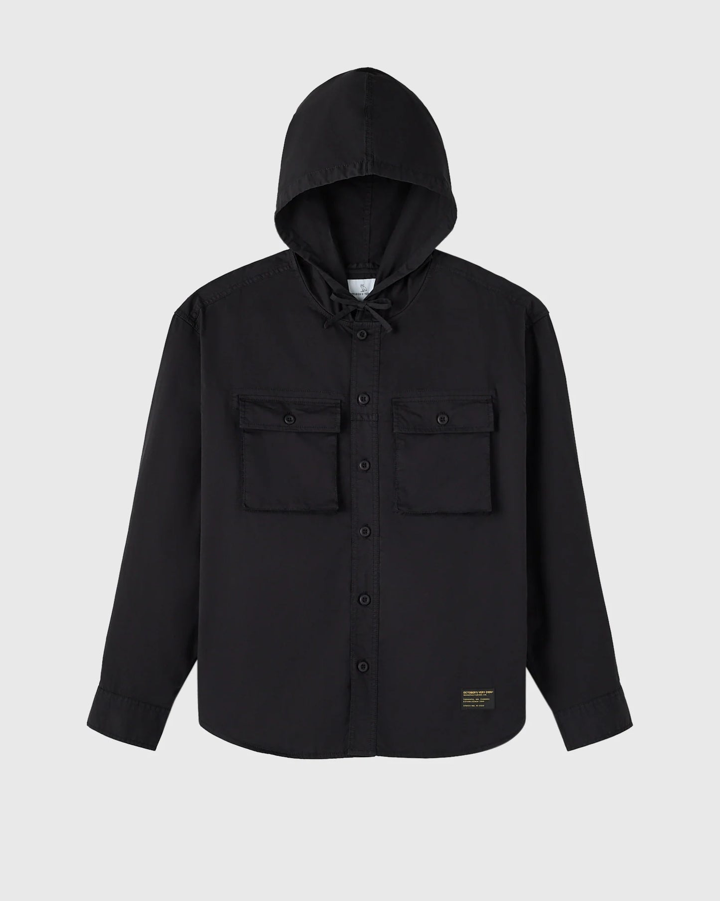 Hooded Button Up Shirt Black