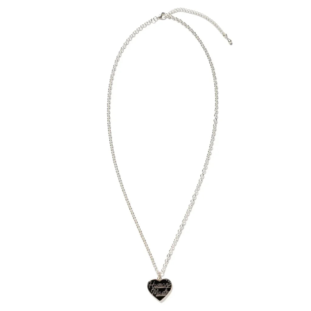 Heart Silver Necklace Black