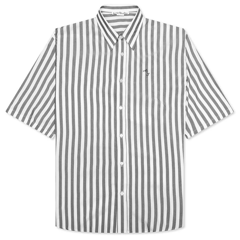 Stripe Button Up Shirt Black White