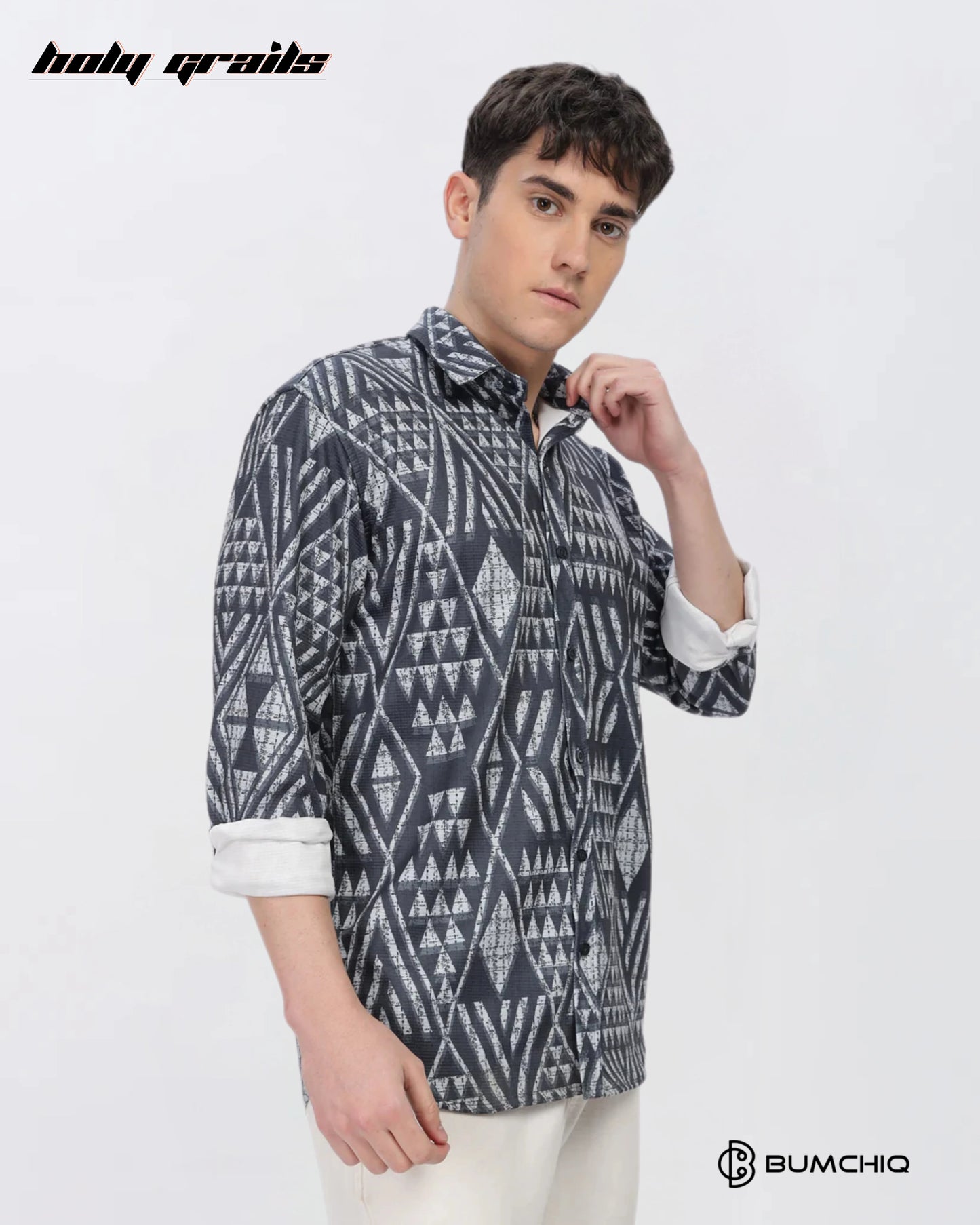 Grey Geometrical Black Shirt HG x Bumchiq
