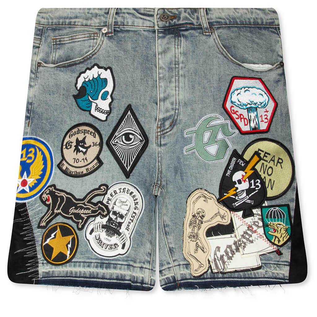 Patchwork Denim Shorts V2 Blue