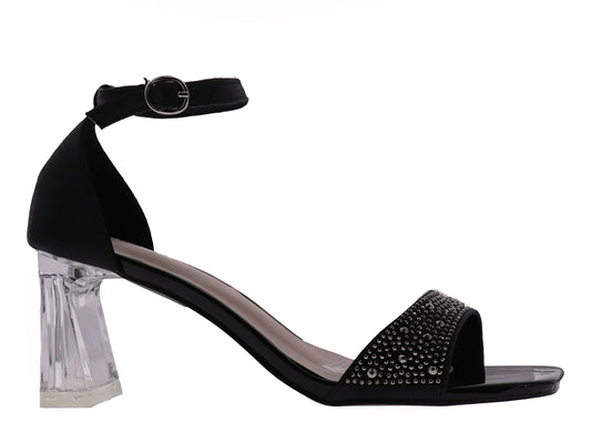 Sandalias Roze Negro con Pedrería para Mujer