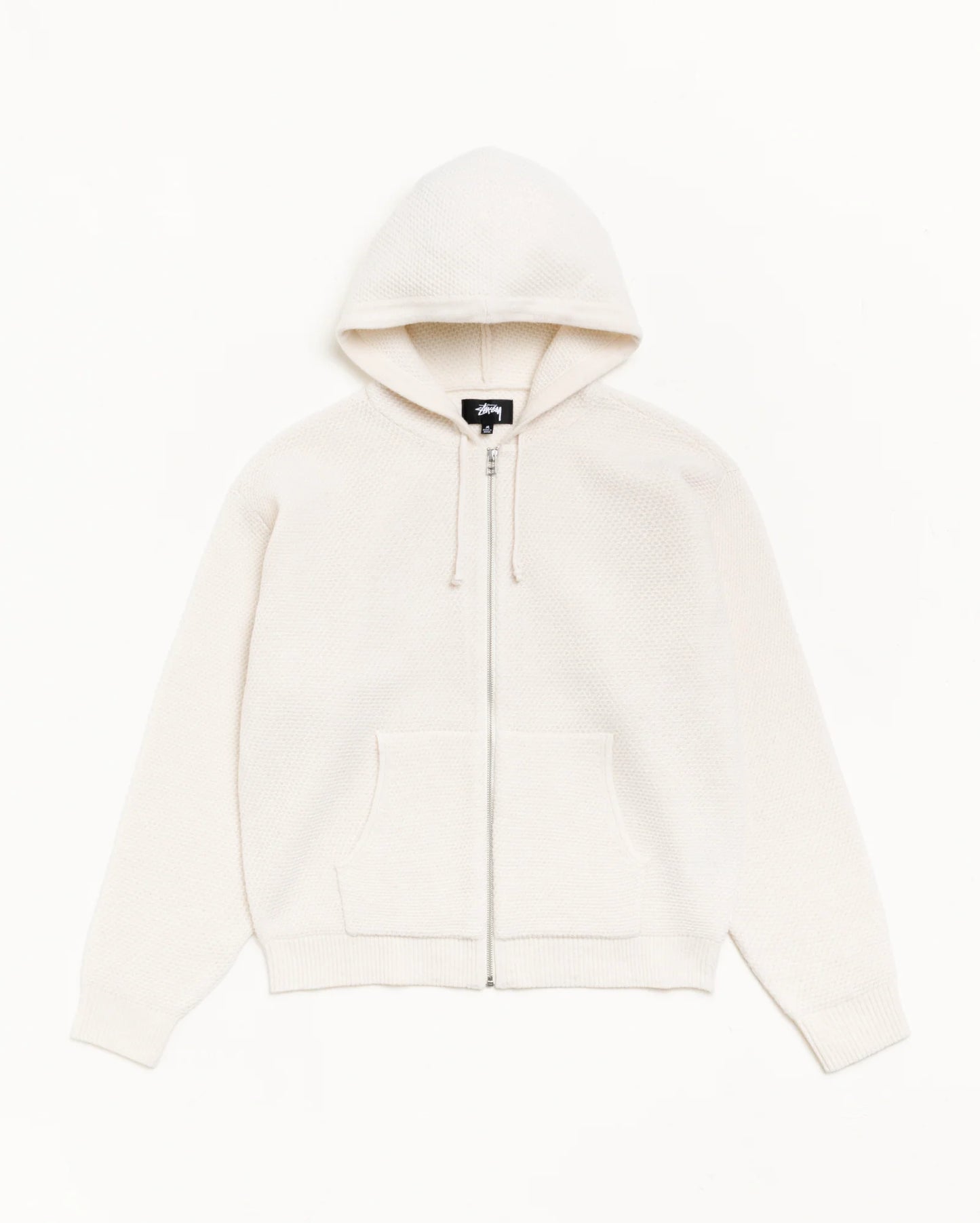 TEXTURED ZIP HOODED SWEATER