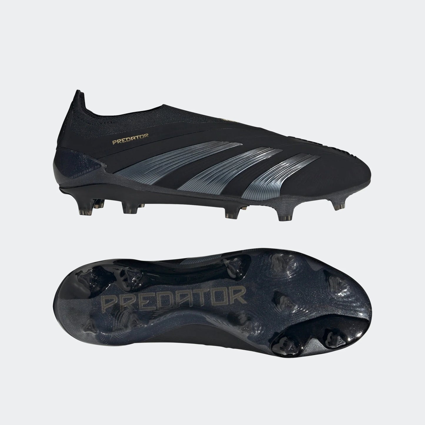 adidas Predator Elite Laceless FG Laceless Firm Ground Soccer Cleats Black Carbon Gold Metallic