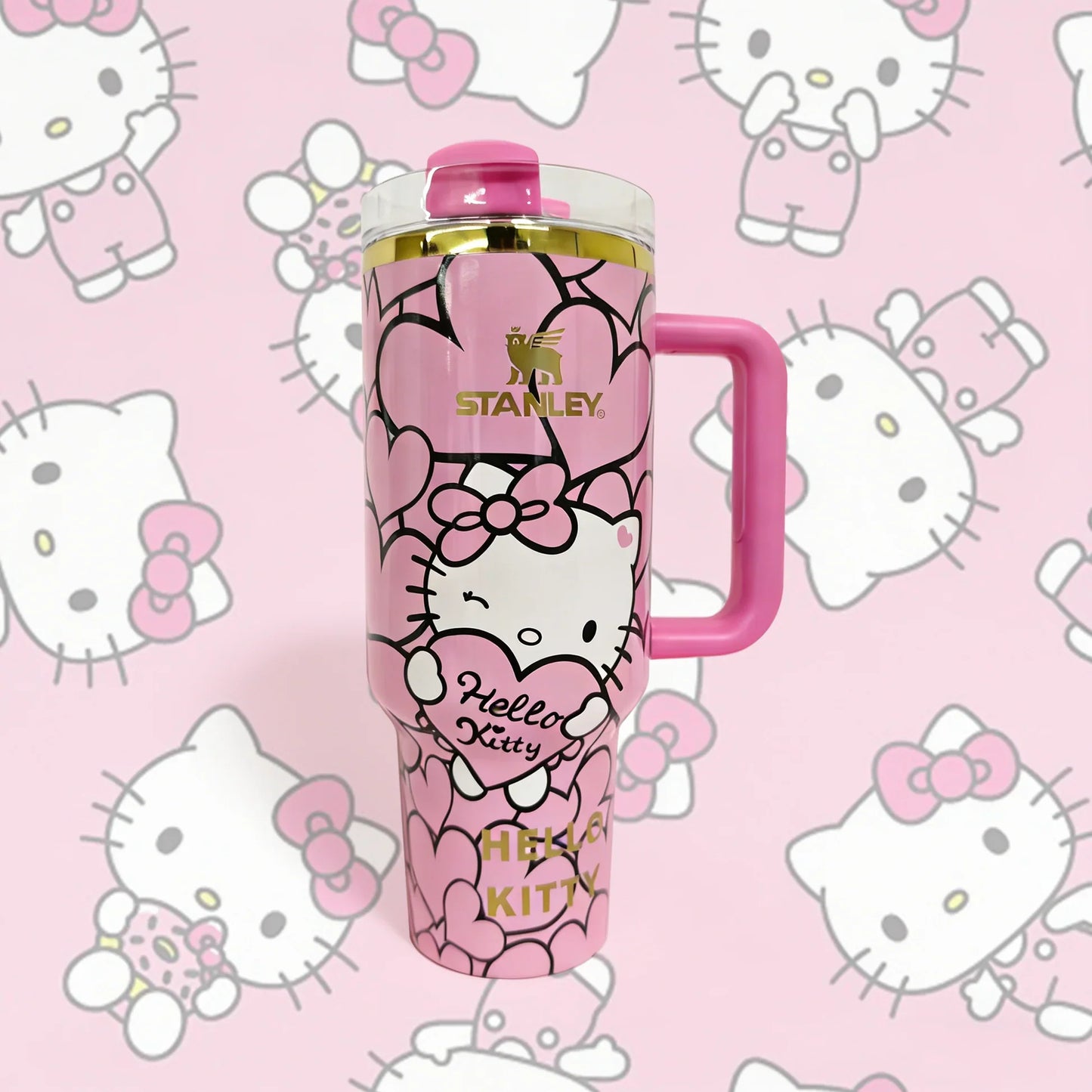 Copo Térmico Hello Kitty Coração 12L Inox com Tampa Hermética