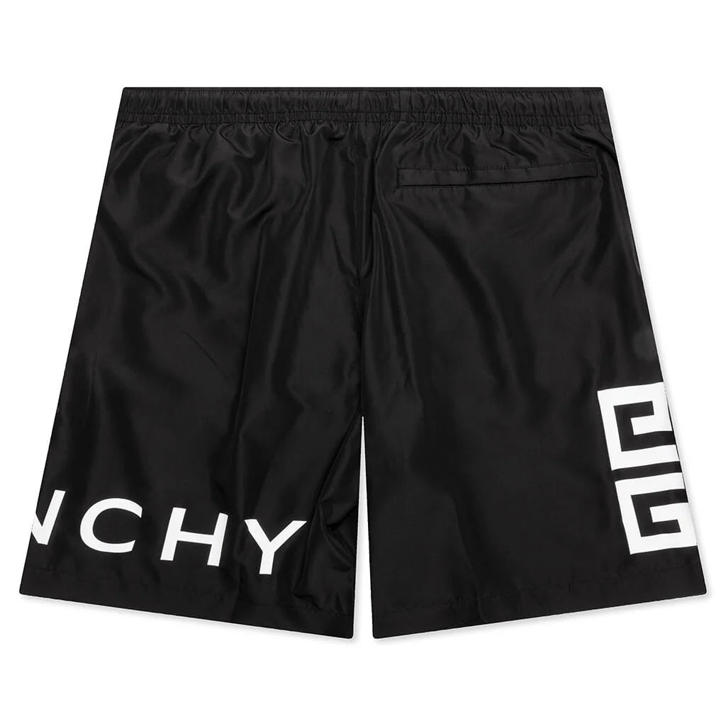 4G Long Swim Shorts Black White
