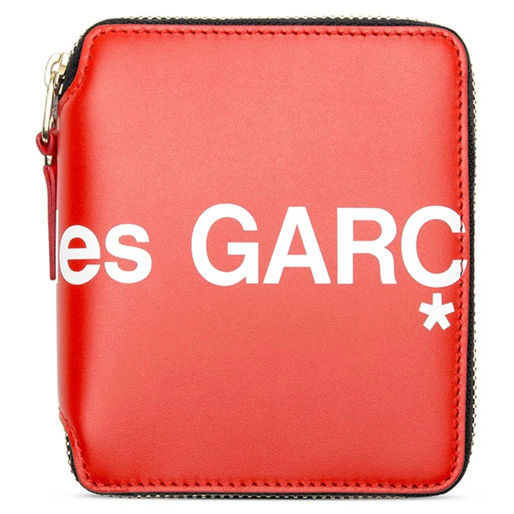 Comme des Garcons Huge Logo Leather Wallet Red