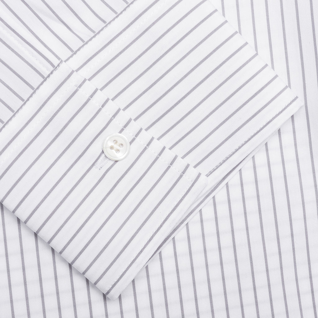 Contrast Patch Pocket Shirt Grey White