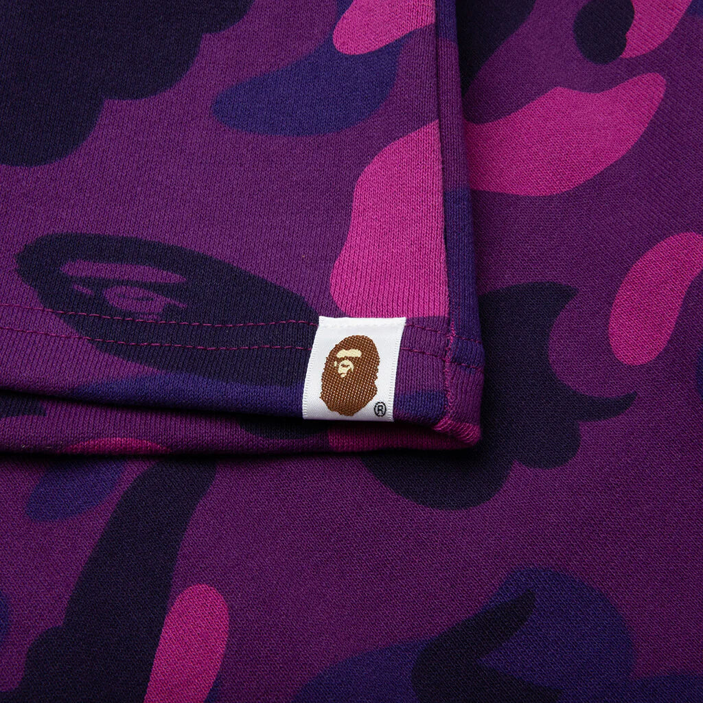 Color Camo Cutting Sweat Shorts Purple