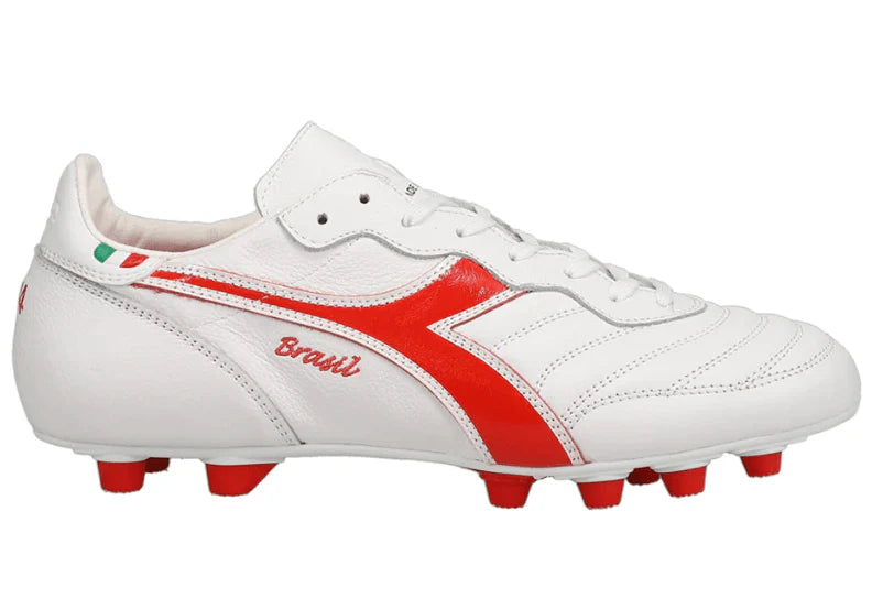 Diadora Brasil Made in Italy OG LT MDU FG Firm Ground Soccer Cleats White Milano Red