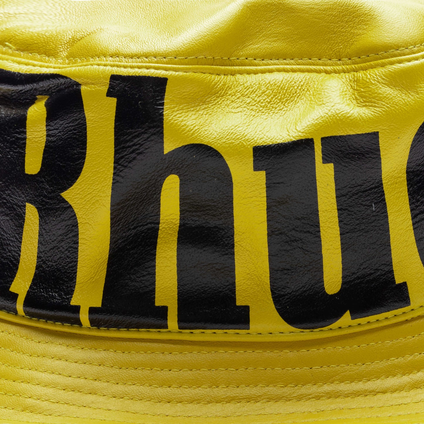 Logo Leather Bucket Hat Mustard