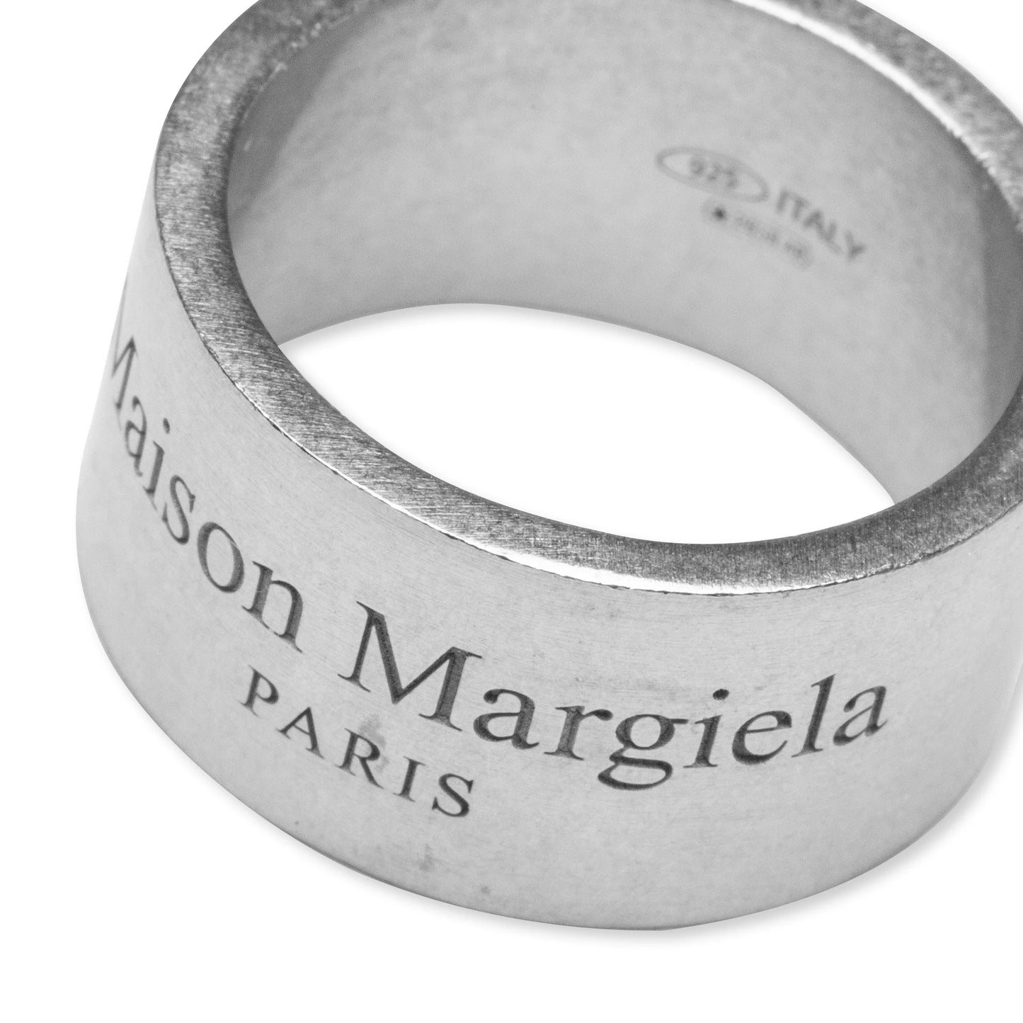 Text Logo Large Band Ring Palladio Semi Polished